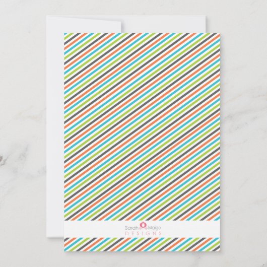 Modern Sting Ray Oranje Green Invite Kaart (Achterkant)