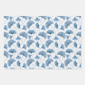 Modern Stof Blauw Ginkgo-loof   Inpakpapier Vel (Voorkant 3)