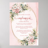 Modern Stof Roze Bloem Unplugged Ceremoniebord Poster (Voorkant)