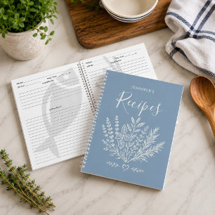 Modern Stofblauw Familiekookboek Notitieboek