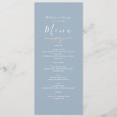 Modern Stofblauw Huwelijksmenu Menu (Voorkant)