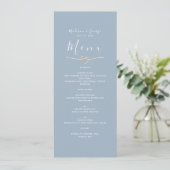 Modern Stofblauw Huwelijksmenu Menu (Staand voorkant)