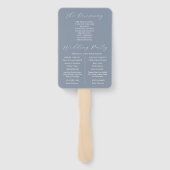 Modern Stofblauw & Zilveren Witte Trouwprogramma Handwaaier (Achterkant)