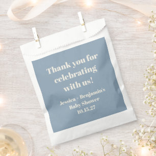 Modern stoffig blauw Baby shower op maat bedankt Bedankzakje
