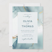 Modern Stoffig Blauw Blauwgroen Elegant Lijst Stra Kaart (Voorkant)