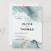 Modern Stoffig Blauw Elegant Romantisch Strand Bru Kaart (Voorkant)