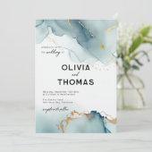 Modern Stoffig Blauw Elegant Romantisch Strand Bru Kaart (Staand voorkant)