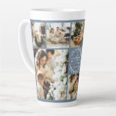 Modern stoffig blauw familie foto collage Keepsake Latte Mok (Linkerhoek)