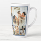 Modern stoffig blauw familie foto collage Keepsake Latte Mok (Rechts)