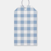 Modern stoffig blauw geplakt vrolijk kerstfeest cadeaulabel (Achterkant)