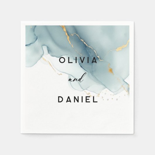 Modern Stoffig Blauw Goud Elegant Chique Strand Br Servet (Voorkant)