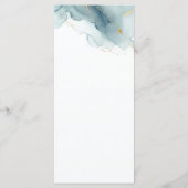 Modern Stoffig Blauw Goud Zomer Strand Bruiloft Menu (Achterkant)