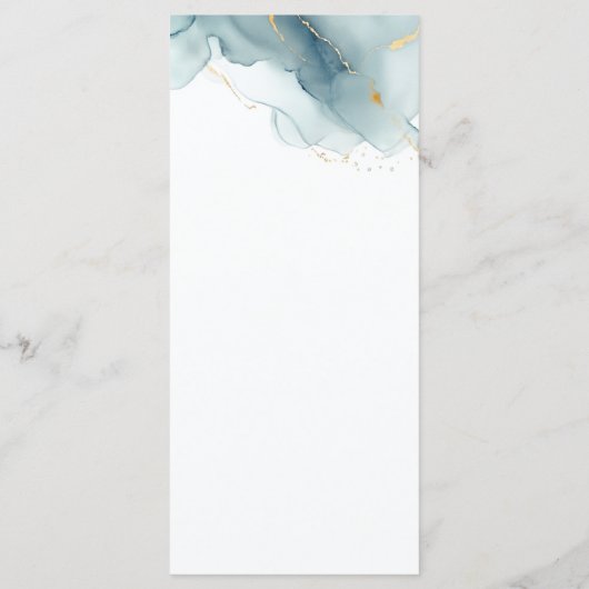 Modern Stoffig Blauw Goud Zomer Strand Bruiloft Menu (Achterkant)