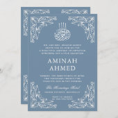 Modern Stoffig Blauw Islamitisch Aqiqa Aqeeqa Bab Kaart (Voorkant / Achterkant)