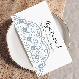 Modern Stoffig Blauw Mandala 6 Punch Loyaliteit Visitekaartje