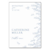 Modern stoffig blauw Minimal Leaves Place Card Kaart (Voorkant)