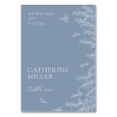 Modern stoffig blauw Minimal Leaves Place Card Kaart (Voorkant)