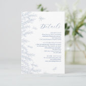 Modern stoffig blauw Minimal Leaves Wedding Detail Informatiekaartje (Staand voorkant)