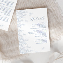 Modern stoffig blauw Minimal Leaves Wedding Detail