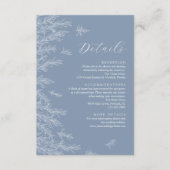 Modern stoffig blauw Minimal Leaves Wedding Detail Informatiekaartje (Voorkant)