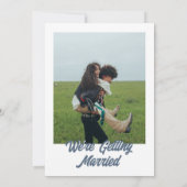 Modern stoffig blauw retro vet funky bruiloft kaart (Achterkant)