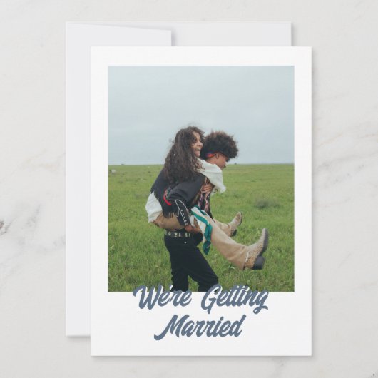 Modern stoffig blauw retro vet funky bruiloft kaart (Achterkant)