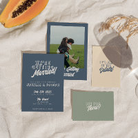 Modern stoffig blauw retro vet funky bruiloft