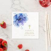 Modern stoffig blauw Waterverf Bloemen Heilige Com Servet (Insitu)