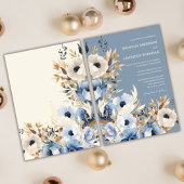 Modern stoffig blauw Waterverf bloemenbruiloft Kaart