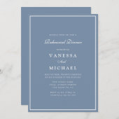 Modern Stoffig Blauw Wit lijst repetitie diner Kaart (Voorkant / Achterkant)