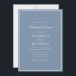 Modern Stoffig Blauw Wit lijst repetitie diner Kaart<br><div class="desc">Modern stoffig blauw-wit ontwerp met een lijst en aangepaste tekst</div>