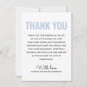 Modern stoffig blauw wit nieuwe baby foto geboorte aankondiging (Achterkant)