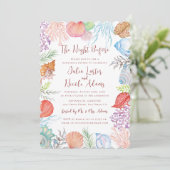 Modern stoffig blauw Zee Shell Beach repetitie din Kaart (Staand voorkant)