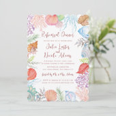 Modern stoffig blauw Zee Shell Beach repetitie din Kaart (Staand voorkant)