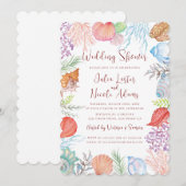 Modern stoffig blauw Zee Shell Beach Trouwdouche Kaart (Voorkant / Achterkant)