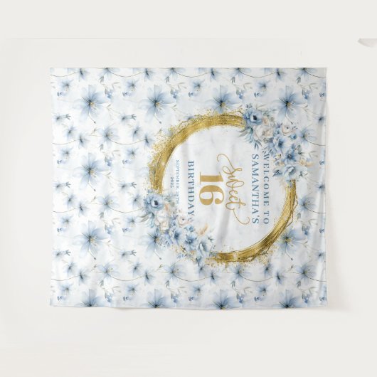 Modern stoffig blauw zoet 16 goud glitter tapijt wandkleed (Voorkant (horizontaal))