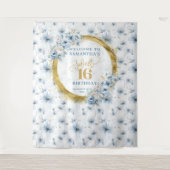 Modern stoffig blauw zoet 16 goud glitter tapijt wandkleed (Voorkant)