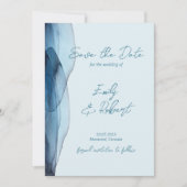 Modern, stoffig blauwe marineblauw save the date (Voorkant)
