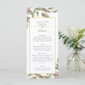 Modern stoffig Paarse salie groen gouden bladeren  Menu (Staand voorkant)