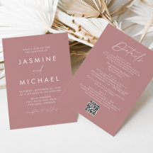 Modern stoffig Roos alles in één QR-code bruiloft