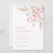 modern stoffig roos bloemen bruiloft Uitnodiging (Voorkant)