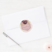 Modern Stoffig Roos Bloemen Goud Lijst Ronde Sticker (Envelop)
