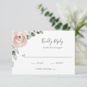 Modern stoffig Roos bloemenelegante bruiloft RSVP Kaartje (Staand voorkant)