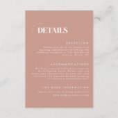 Modern stoffig Roos bruiloft details Informatiekaartje (Voorkant)