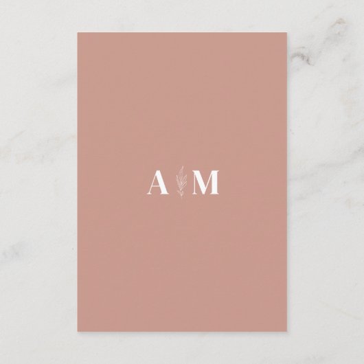 Modern stoffig Roos bruiloft details Informatiekaartje (Achterkant)