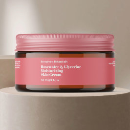Modern stoffig roos cosmetica potje label 1 x 7,25