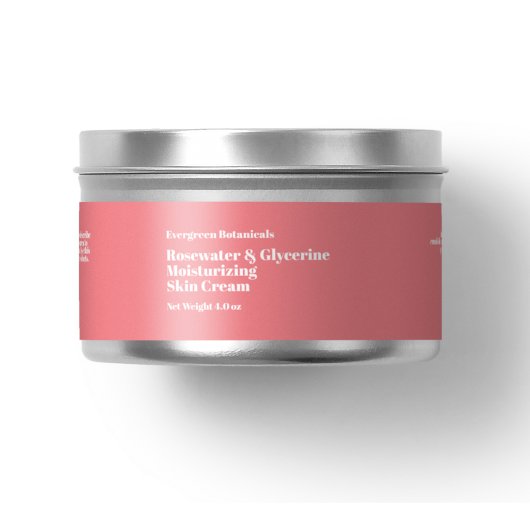 Modern stoffig roos cosmetica potje label 1 x 7,25