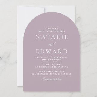 Modern stoffig Roos en Mauve Modern Arch Wedding Kaart