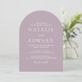 Modern stoffig Roos en Mauve Modern Arch Wedding Kaart (Staand voorkant)