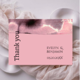 Modern stoffig Roos en zwart Bedankkaart